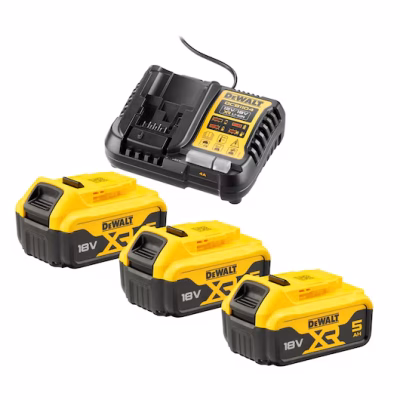 DEWALT KIT 3 batterie XR 18V 5Ah + caricabatteria (DCB1104P3-QW)